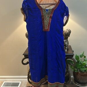 Indian Kurti in Royal Blue with patchwork